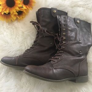 Brown combat boots
